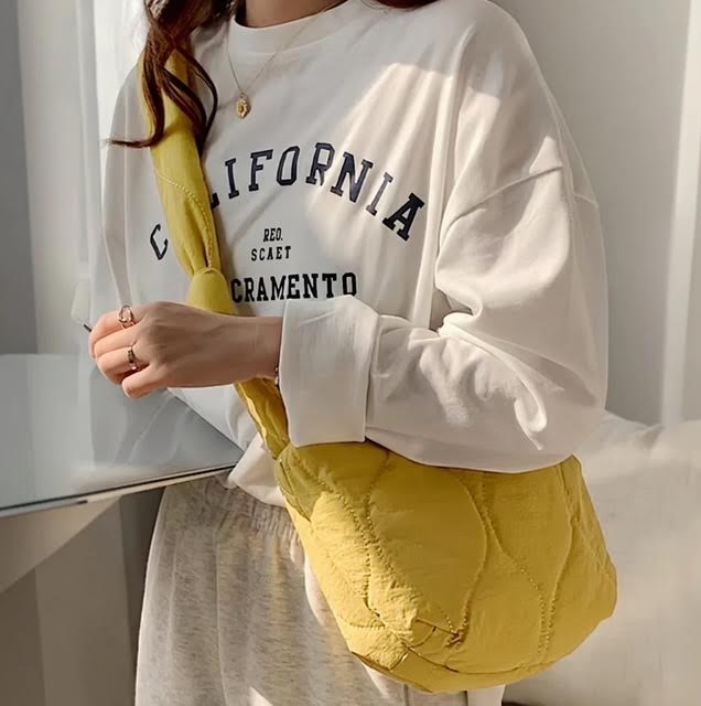 Semicircle Quilted Crossbody Bag