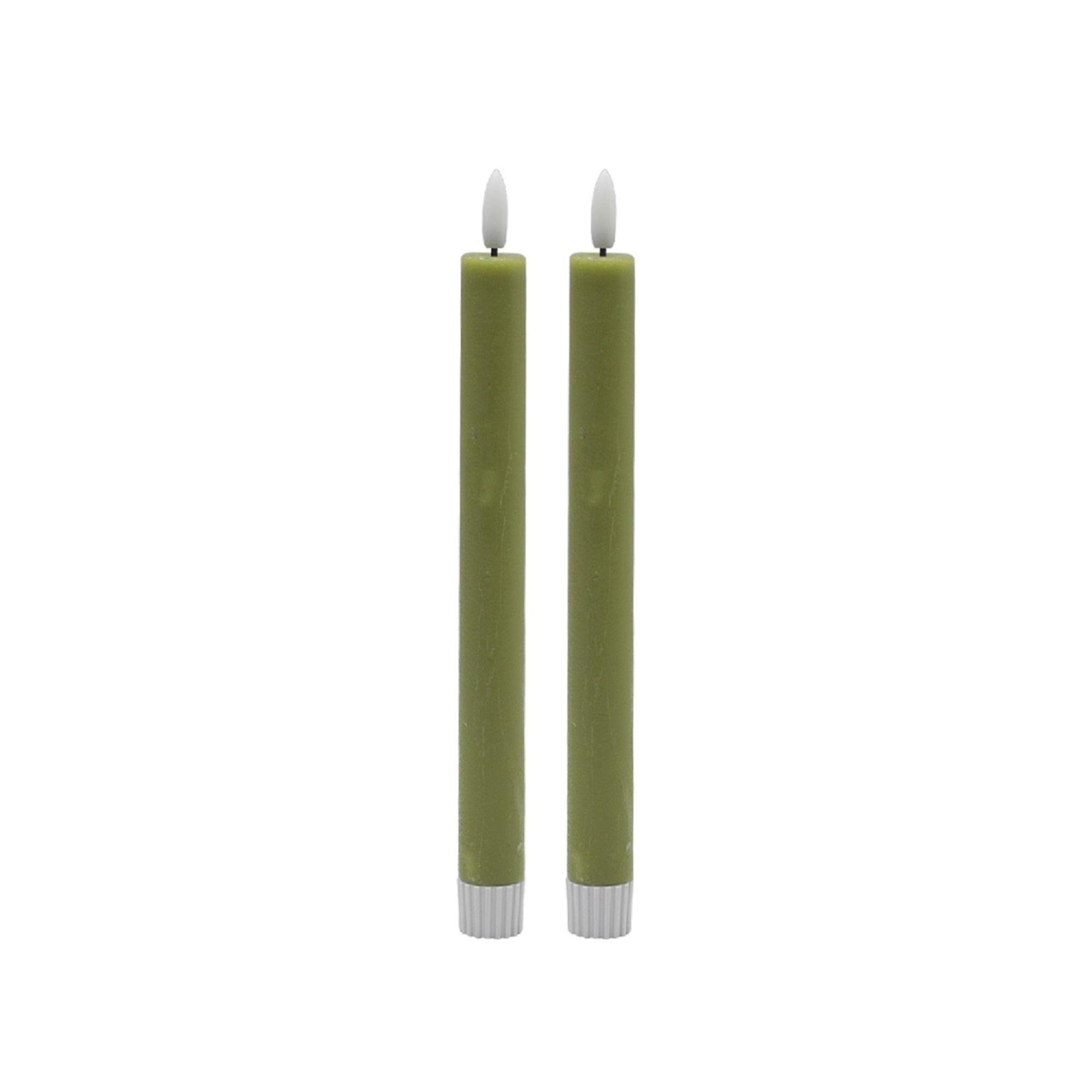 Medium Green Flameless Taper Candles