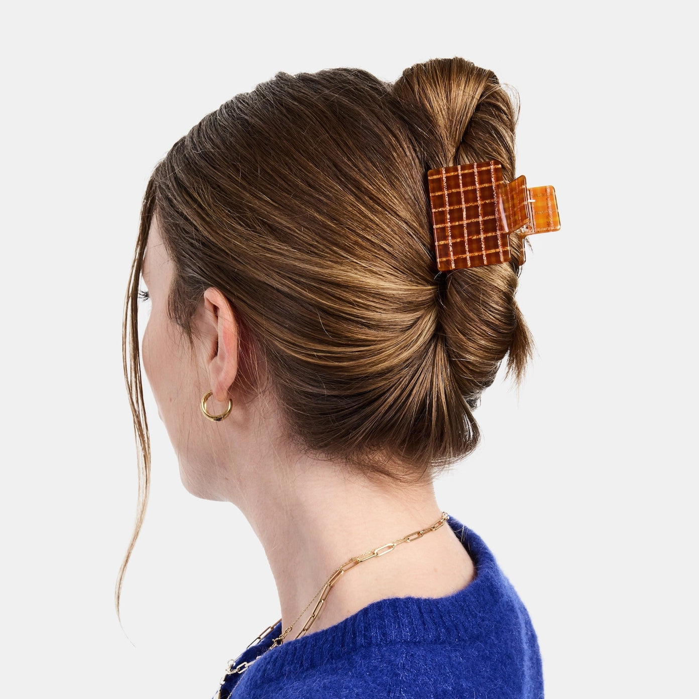 Chunks Midi Box Claw in Caramel Plaid