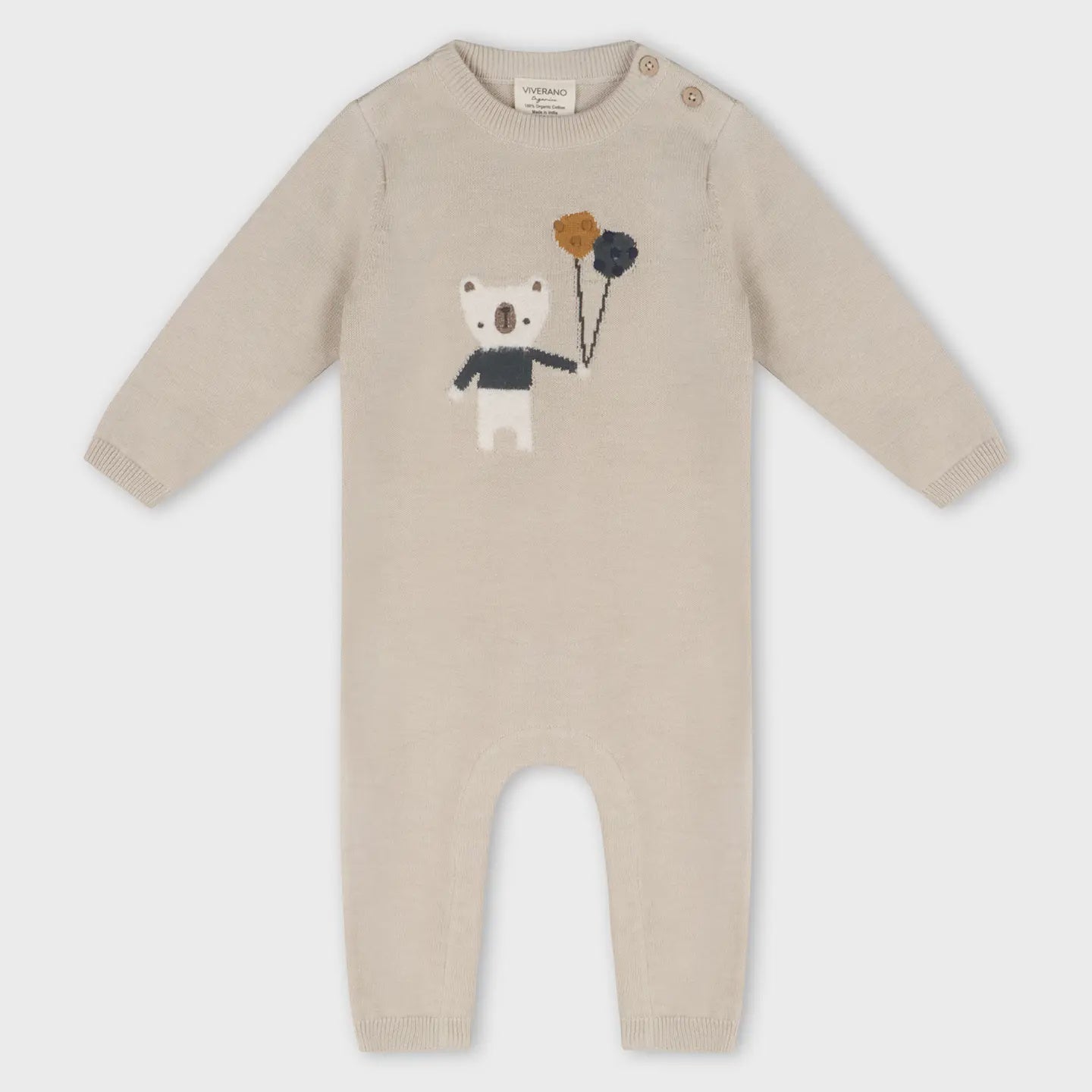 Balloon Bear Jacquard Baby Sweater Knit Jumpsuit (Organic)