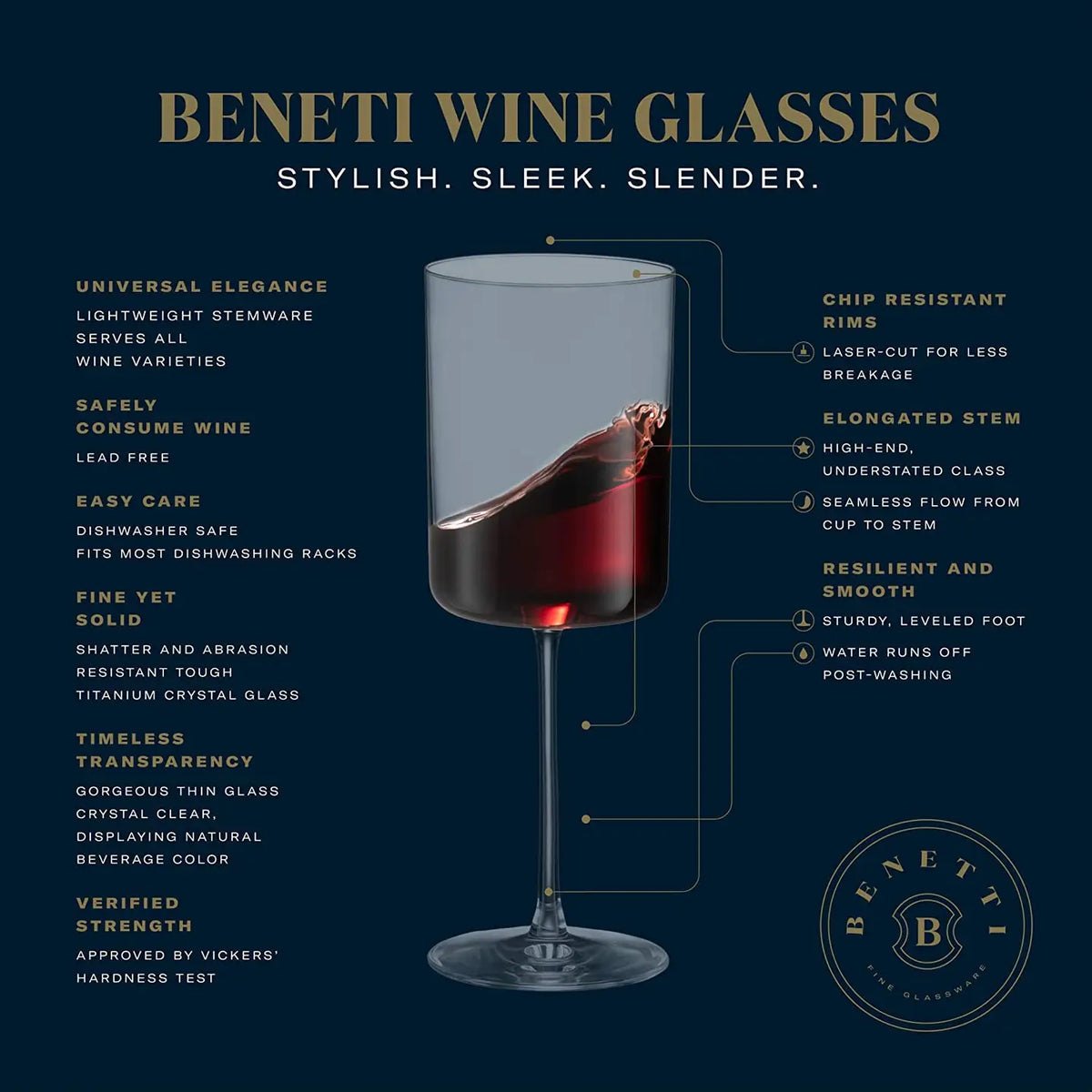 Beneti Red/White Wine Glasses- Set of 2