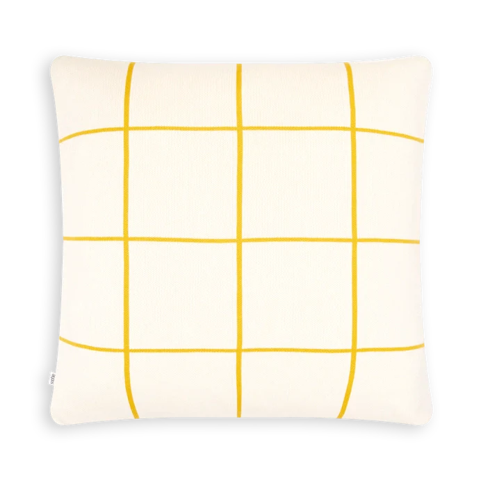Cotton Knit Throw Pillow/Cushion Cover - Grid Citrus