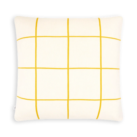 Cotton Knit Throw Pillow/Cushion Cover - Grid Citrus