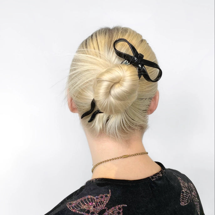 Chunks Large Bow Hairpin- Black