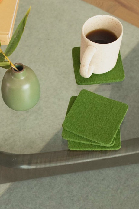 Bierfilzl Merino Wool Felt Square Coaster 4 Pack