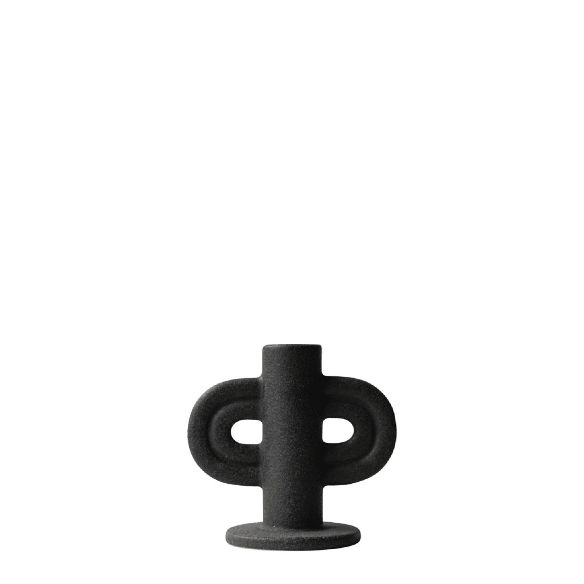 Swirl Straight Candleholder- Black