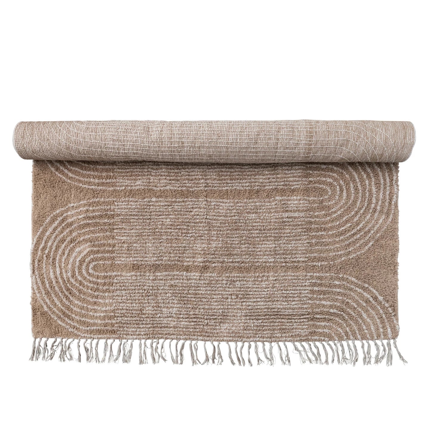 Cotton Tufted Rug with Pattern & Fringe 5&