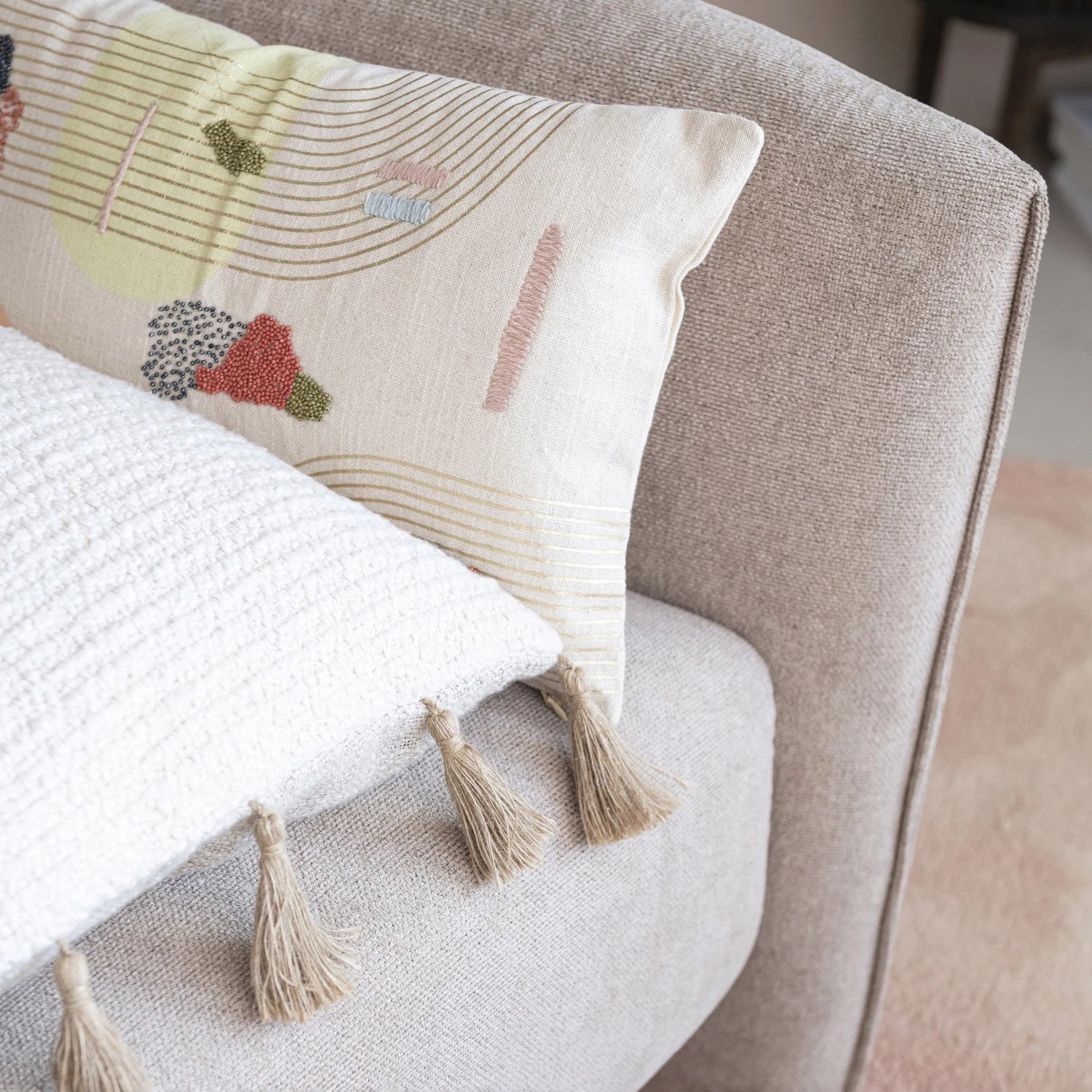 Cotton Slub Printed Lumbar Pillow