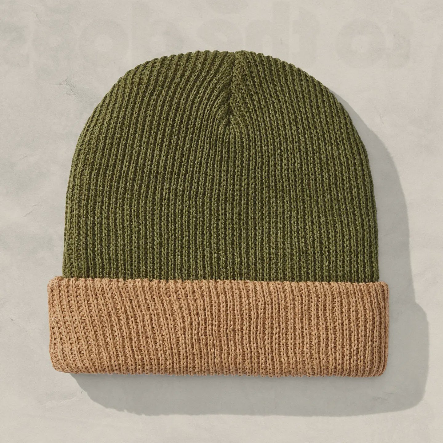 Two- Tone Slacker Beanie- Cactus & Tan