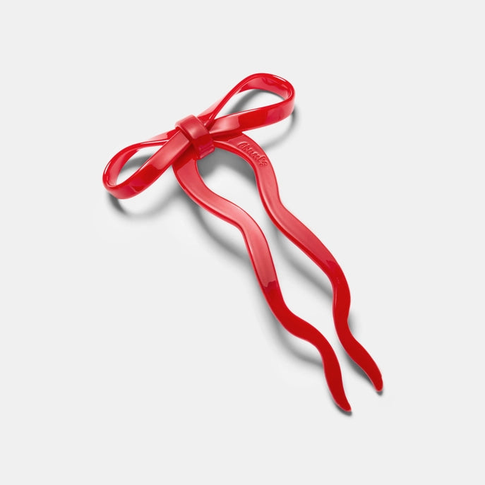 Chunks Large Bow Hairpin- Red