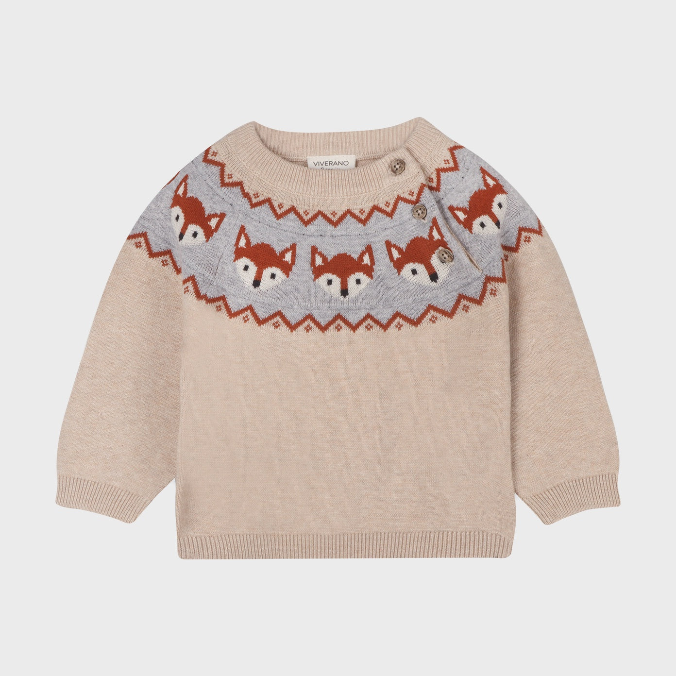 Fox Jacquard Fair Isle Sweater Knit Baby Pullover (Organic)