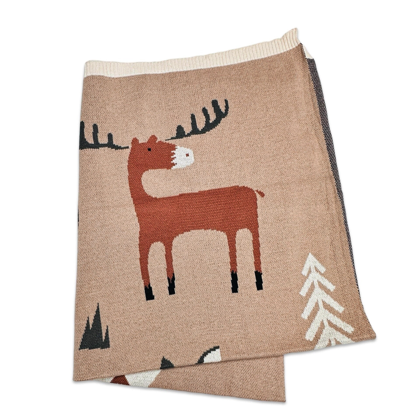 Woodland Bear - Organic Jacquard Sweater Knit Baby Blanket