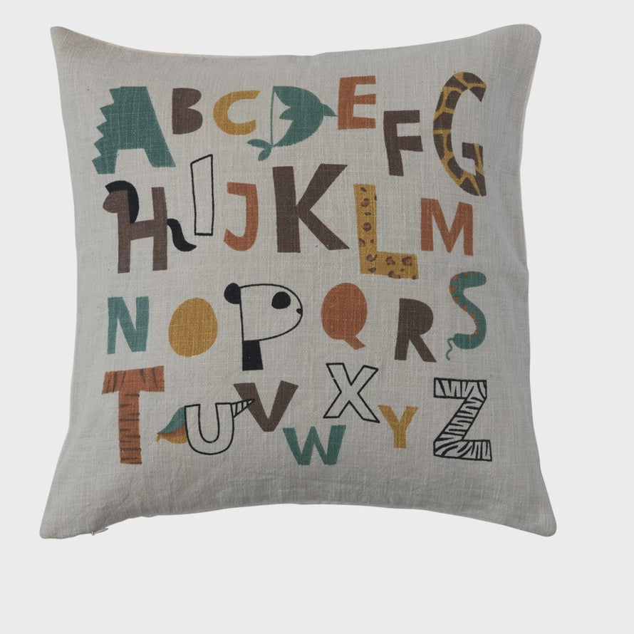 Cotton Pillow w printed Alphabet