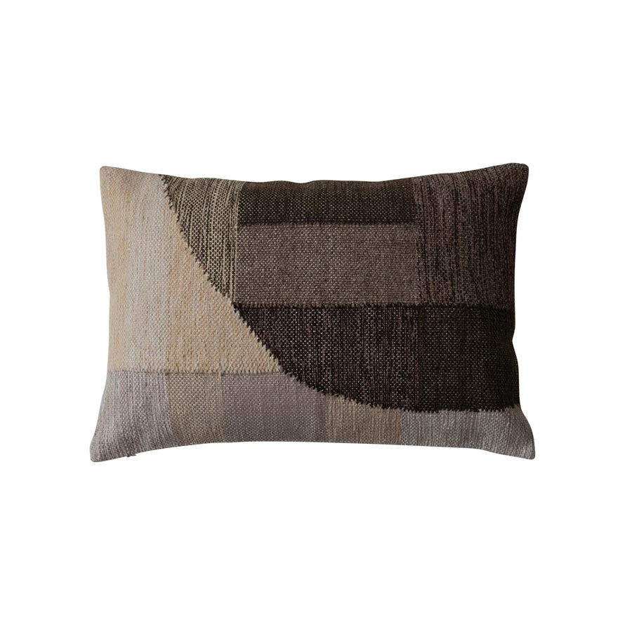 Woven Lumbar Pillow with Abstract Design