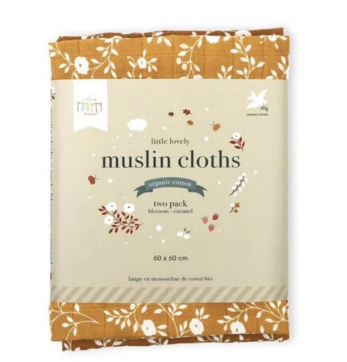 Swaddle Muslin Cloths- 2 pack- Blossom and Caramel