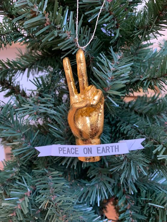 Gold Peace Hand Ornament