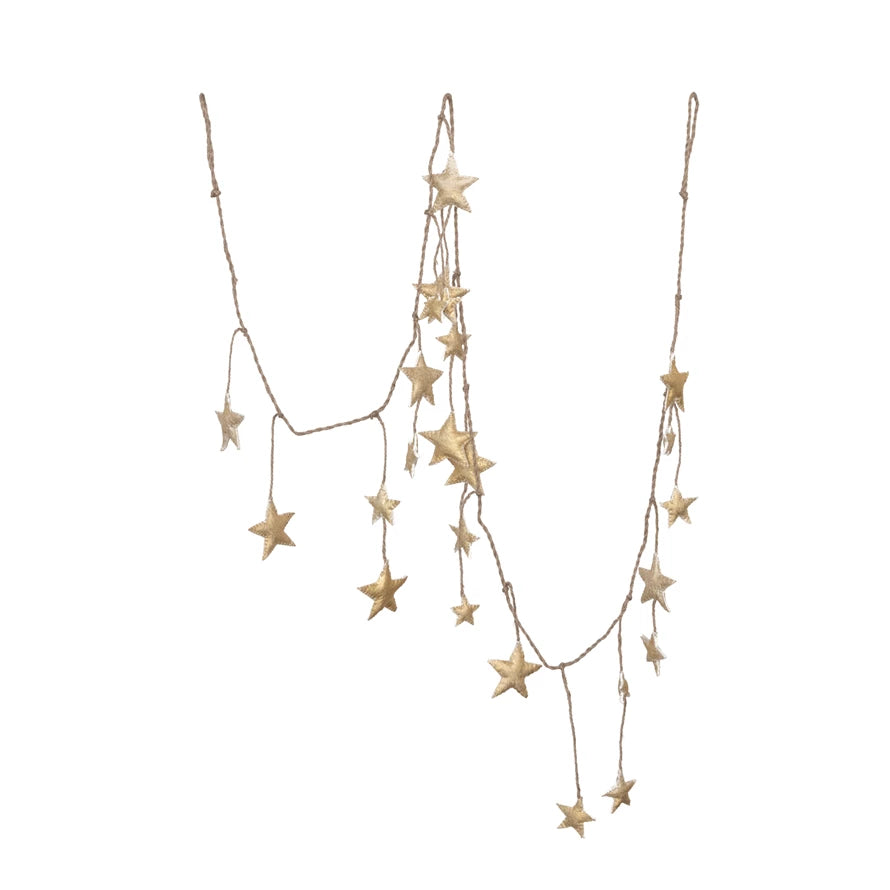 72"L Jute and Wool Felt Star Garland