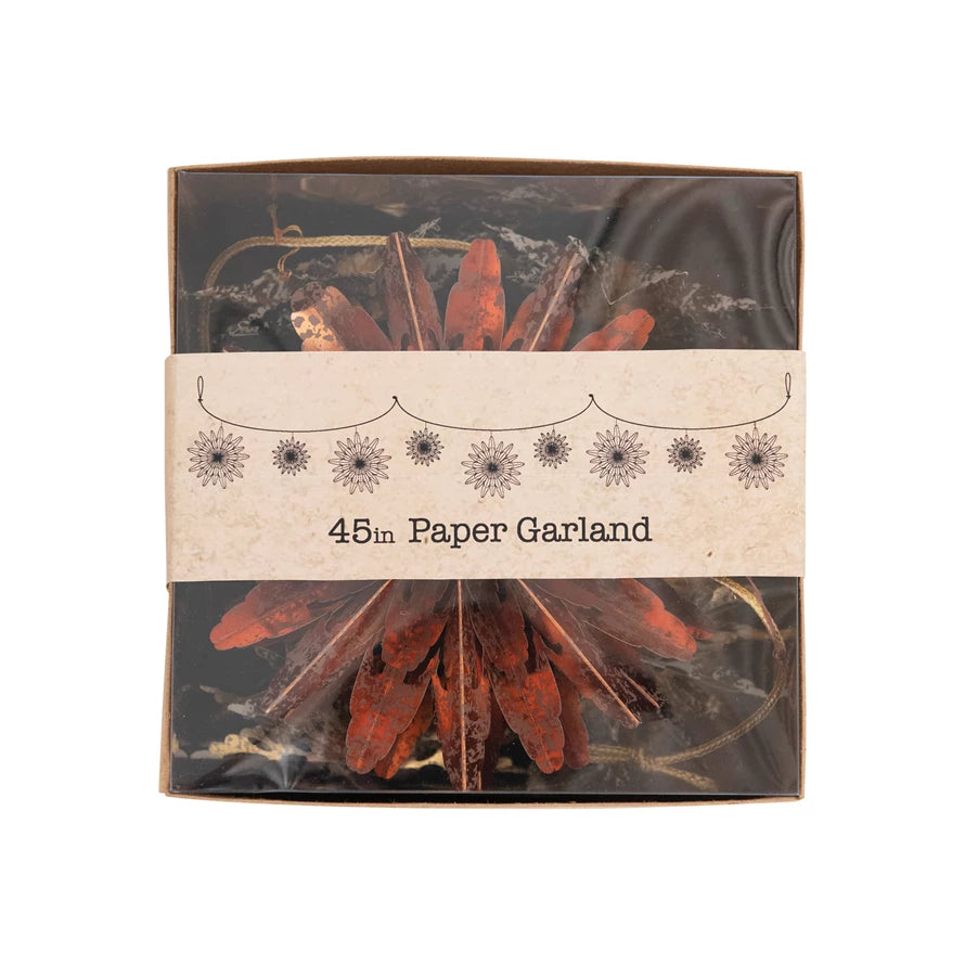 45"L Paper Snowflake Garland in Kraft Box, Copper and Gold Color