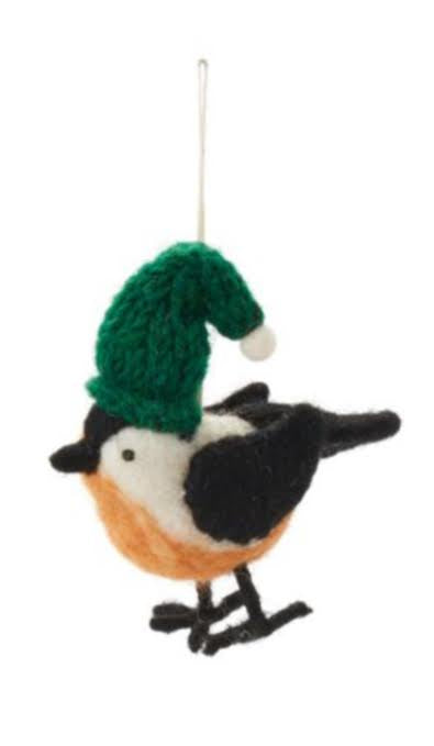 Cozy Bird in Hat Ornament
