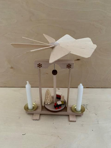 Wooden Pyramid with Train and Candle