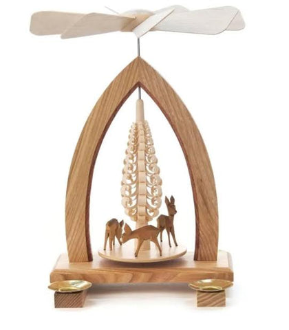 Wood Pyramid with Deer Candle Holder 98 Inch