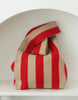 Striped Woven Tote Bag