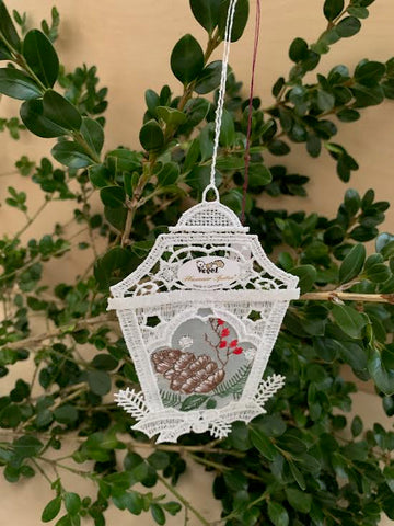 White Lace Acorn Ornament