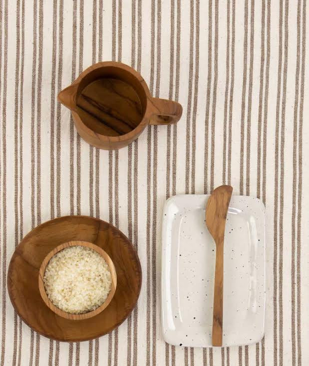 Eco Double Stripe Tablecloth- Offwhite &amp; Brown