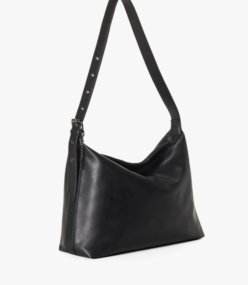 Valerie Vegan Crossbody Hobo Bag- Black
