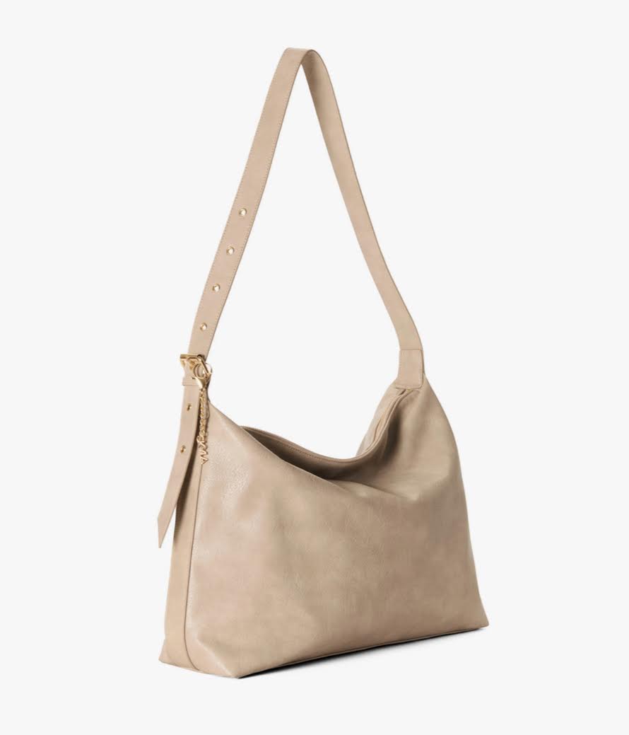Valerie Vegan Crossbody Hobo Bag- Sand