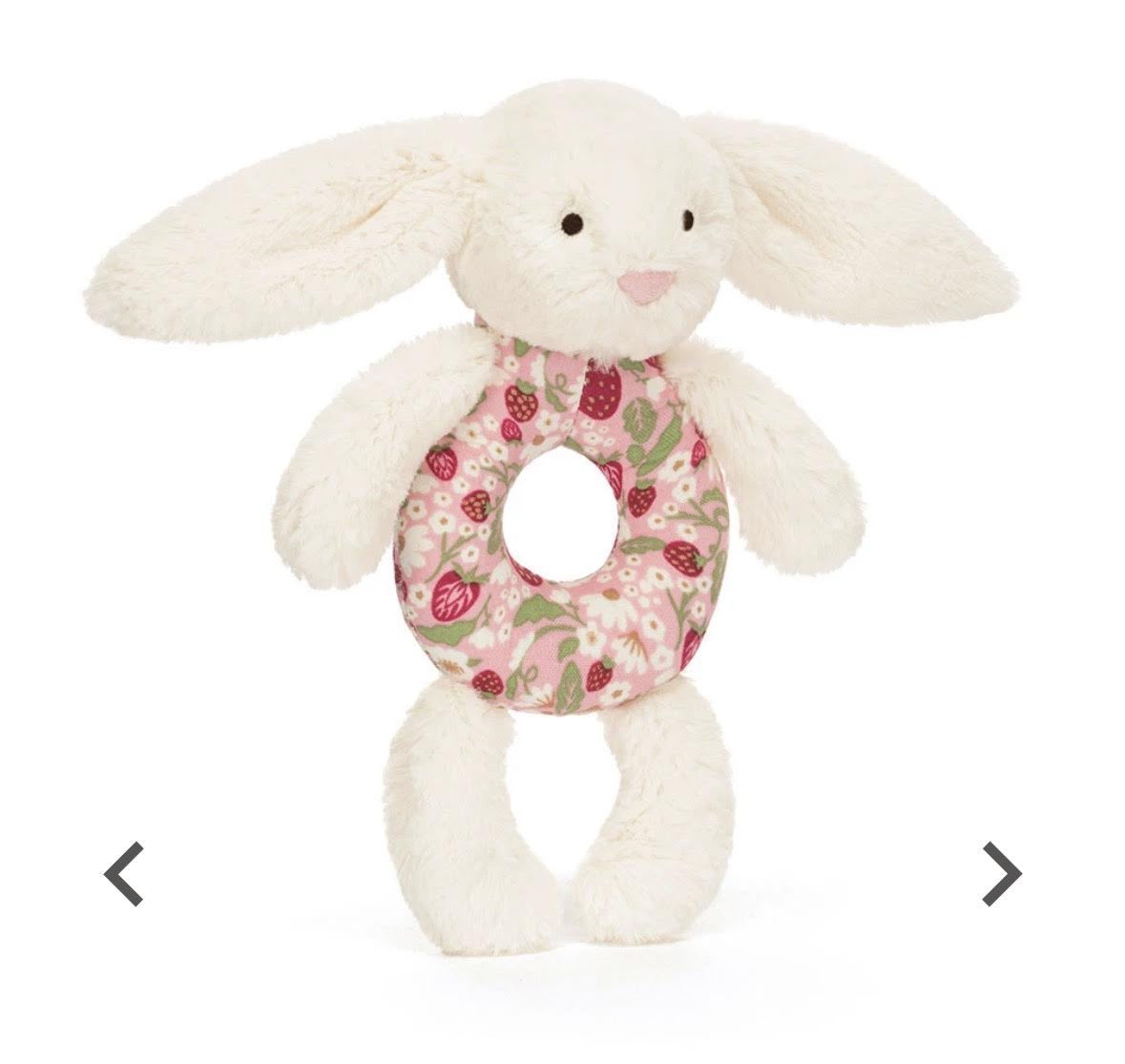 Jellycat Blossom Cream Bunny "Berry" Ring Rattle