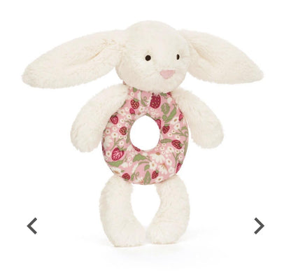 Jellycat Blossom Cream Bunny "Berry" Ring Rattle