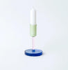 Glass Candlestick - Medium - Green / Pink / Blue