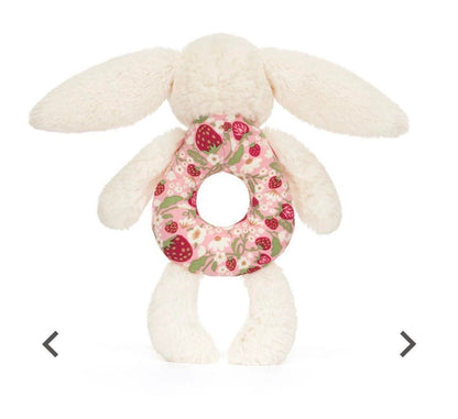 Jellycat Blossom Cream Bunny "Berry" Ring Rattle