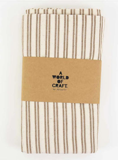 Eco Double Stripe Tablecloth- Offwhite &amp; Brown