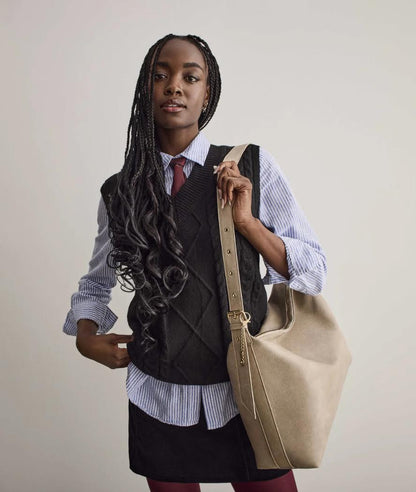 Valerie Vegan Crossbody Hobo Bag- Sand