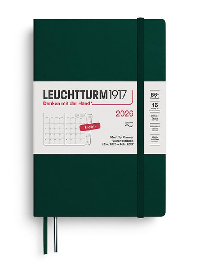Leuchtturm 2026 Monthly Planner &amp; Notebook- Forest Green