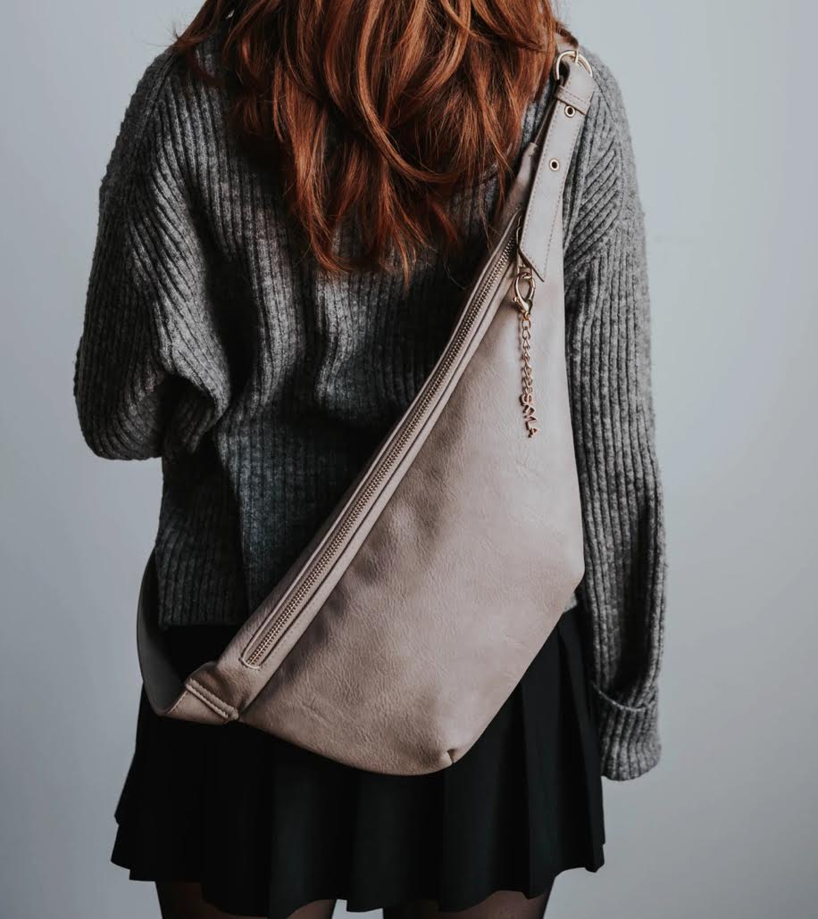 Eve Vegan Crossbody Belt Bag- Sand