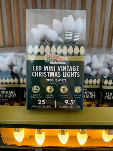 Holiday Bright Lights- White LED Mini Vintage Christmas Lights