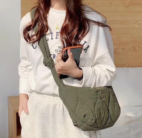 Semicircle Quilted Crossbody Bag