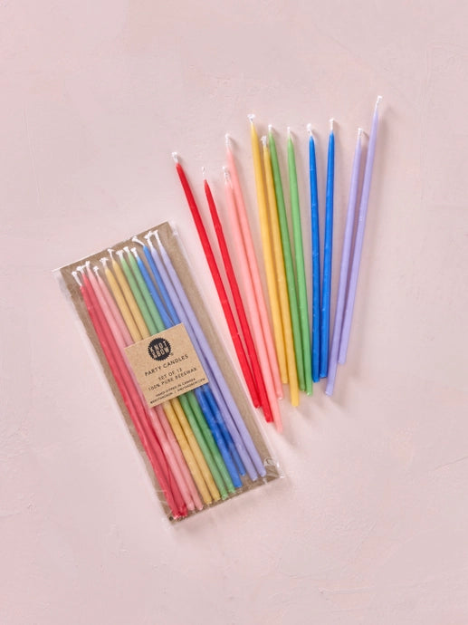 Rainbow Beeswax Birthday Candles- 6" tall