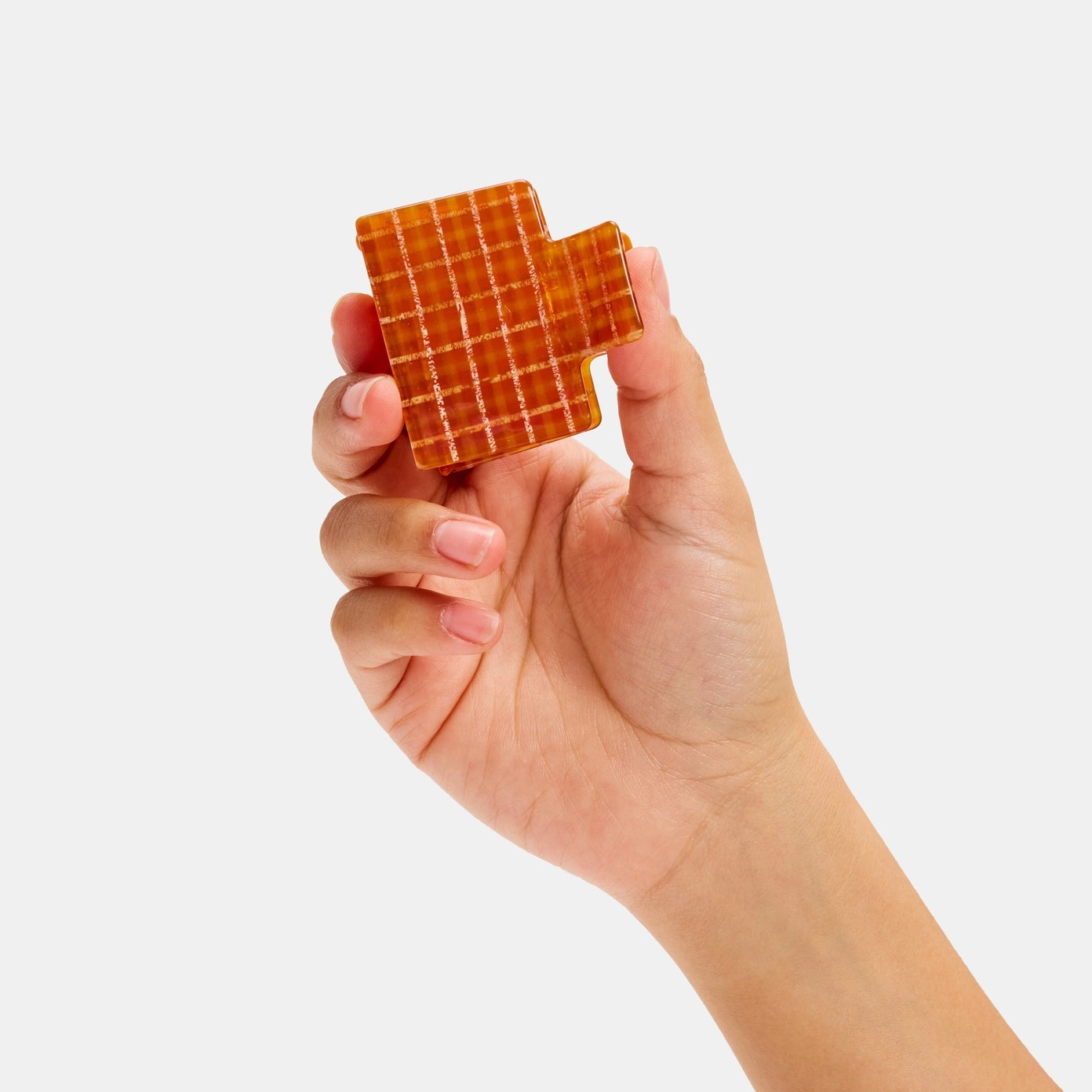 Chunks Midi Box Claw in Caramel Plaid