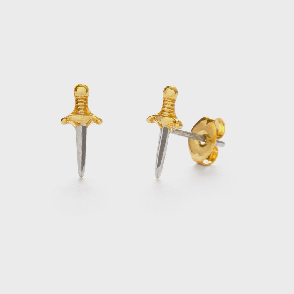 Tiny Dagger Stud Earrings