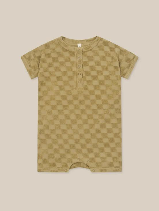 Organic Zoo Dusky Checkerboard Terry Beach Romper