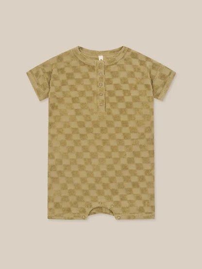 Organic Zoo Dusky Checkerboard Terry Beach Romper