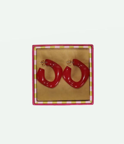 The Sticky Sis Club IL Sole Earrings- Cherry Red