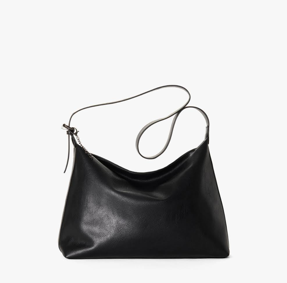 Valerie Vegan Crossbody Hobo Bag- Black
