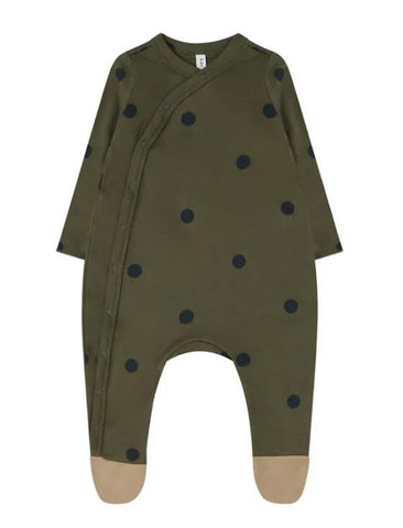 Organic Zoo Olive Dots Suit with Contrast Feet