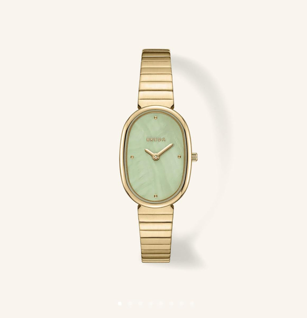 BREDA Women's 'Jane' Gold and Metal Bracelet Watch- Light Green