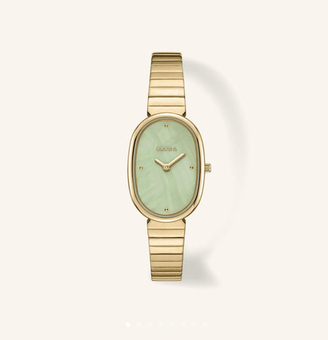 BREDA Women's 'Jane' Gold and Metal Bracelet Watch- Light Green